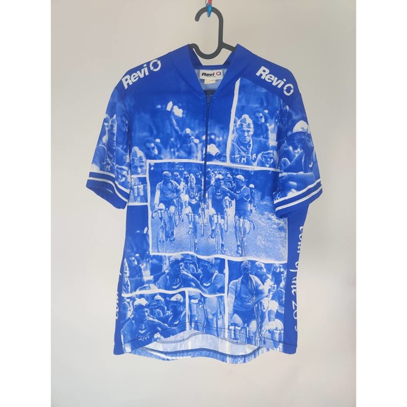 (V) Revi  "J.B LOUVET 80s" Men Cycling Jersey Sz L Bike Tour USA Made VTG - Picture 1 of 8